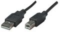 MANHATTAN MH Cable, Hi-Speed USB 2.0, A-Male/B-Male, 0.5m, Black, Poly