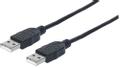 MANHATTAN MH Cable, Hi-Speed USB 2.0, A-Male/A-Male, 1.0m, Black, Poly