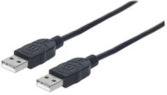 MANHATTAN MH Cable, Hi-Speed USB 2.0, A-Male/A-Male, 1.0m, Black, Poly