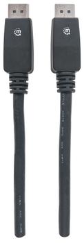 MANHATTAN DisplayPort 1.1 to DisplayPort 1.1 Cable, 4K@60Hz, 10m, Male to Male, With Latches, Fully Shielded, Black, Lifetime Warranty, Polybag DisplayPort kabel 10m (354134)