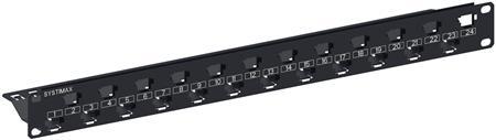 SYSTIMAX Patchpanel FlexiMAX 19" 1HE, til 24 porte Systimax UTP, leveres uden konnektor,  farve: sort (760184507)