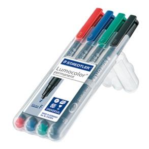 STAEDTLER Lumocolor 318 Overheadmarker 97% gerecycleerd Fijn Ronde punt 0,6 mm Kleurenassortiment Navulbaar 4 Stuks (318 WP4)