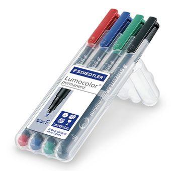 STAEDTLER 318-WP4 LUMOCOLOR PEN PERMANENT FINE MIX 4 COLORS (318 WP4)