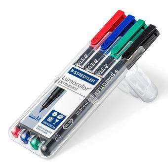 STAEDTLER Lumocolor 317 Overheadmarker 97% gerecycleerd Medium Ronde punt 1 mm Kleurenassortiment Navulbaar 4 Stuks (317 WP4)