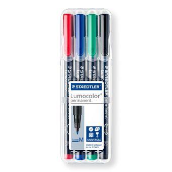 STAEDTLER Lumocolor 317 Overheadmarker 97% gerecycleerd Medium Ronde punt 1 mm Kleurenassortiment Navulbaar 4 Stuks (317 WP4)