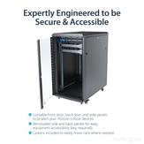 StarTech 22U Server Rack Cabinet with secure locking door - 4 Post Adjustable Depth (5.5" to 28.7") - 1768 lb capacity - 19 inch Portable Network Equipment Enclosure on wheels/ casters (RK2236BKF) - rack - 22U (RK2236BKF)