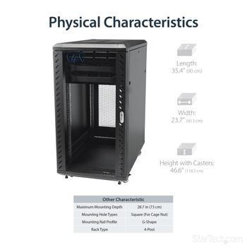 Startech 22u 36 In Knock Down Server Rack Cabinet With Casters
