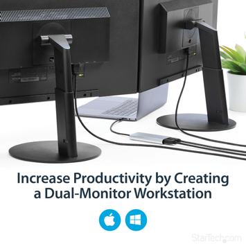 StarTech Thunderbolt 3 to Dual HDMI 2.0 Adapter - 4K 60Hz Dual Monitor TB3 HDMI Video Adapter - Thunderbolt 3 Certified -Mac & Windows (TB32HD24K60) - adapterkabel - HDMI / USB - 28.4 m (TB32HD24K60)