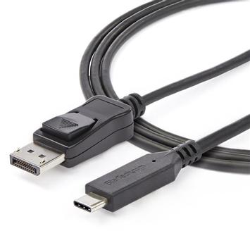 StarTech 6ft/1.8m USB C to Displayport 1.4 Cable Adapter - 4K/5K/8K USB Type C to DP 1.4 Monitor Video Converter Cable - HDR/ HBR3/ DSC - ekstern videoadapter - svart (CDP2DP146B)