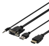 DELTACO VGA & Audio, HDMI cable, USB powered, 2m, black
