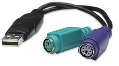MANHATTAN MH Converter, USB to PS/2, USB A-male/2x PS/2-female, Black,