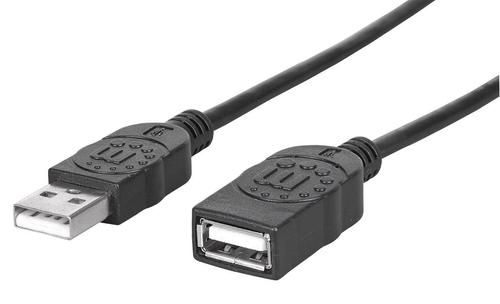 MANHATTAN USB 2.0 Extension Cable, Type-A Male to Type-A Female, Black, 1 m (3 ft.) (308519)