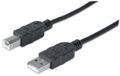 MANHATTAN USB 2.0 AB-kabel 3 meter 1 fladt og 1 kvadratisk stik (2-5110)
