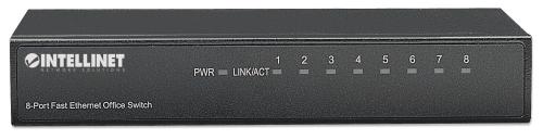 INTELLINET Netv‘rks Switch 8port 10/ 100Mbps AutoMDIX NWAY RJ45 Cat3/4/5 U/STP Sort Metal (523318)