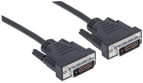 MANHATTAN MH Cable, DVI, DVI25-Male/ DVI25-Male,  3m, Black, Polybag (371803)