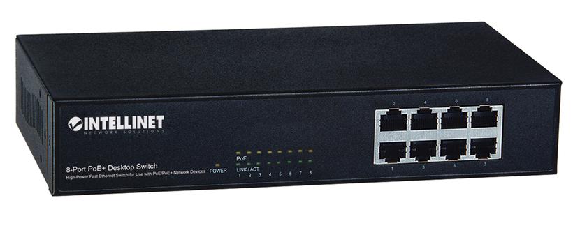 INTELLINET switch 8x10/100 Desktop, 8 x PoE 802.3at/ af,  PoE+/PoE, Endspan (560764)