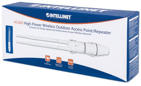 INTELLINET Wireless outdoor access point range extender AC600 2.4GHz + 5GHz PoE (525824)