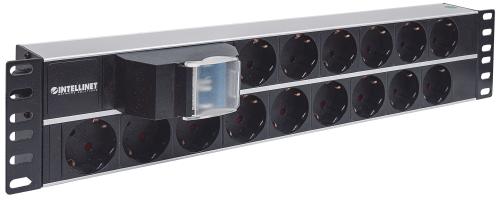 INTELLINET 19" 2U Rackmount 15-Way Power Strip - German Type, With Double Air Switch, 3 m (10 ft.) Power Cord (714051)