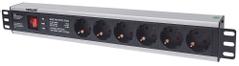 INTELLINET 19" 1.5U Rackmount 6-Way Power Strip - With Switch, and Surge Protection, 3 m Power Cord