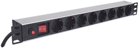 INTELLINET Power strip rack 19'' 1U 250V/16A 8x Schuko 3m On/Off switch (713986)