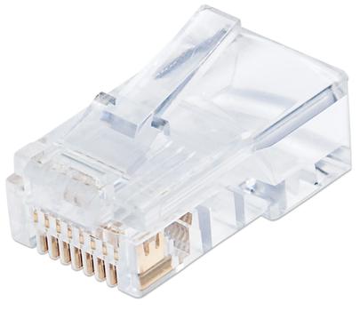 INTELLINET Modular plug RJ45 8P8C Cat5e UTP for solid wire 100 plugs in jar (790512)