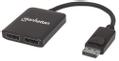 MANHATTAN DisplayPort to 2-Port DisplayPort Splitter Hub MST, 4K@30Hz, USB-A Powered, Video Wall Function, Black, Blister Video-/audiosplitter DisplayPort 