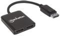 MANHATTAN DisplayPort to 2-Port DisplayPort Splitter Hub MST, 4K@30Hz, USB-A Powered, Video Wall Function, Black, Blister Video-/ audiosplitter DisplayPort  (207768)