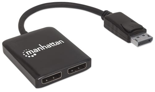 MANHATTAN 2-port AV DisplayPort splitter 1x2 with MST hub 4K@30Hz (207768)