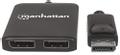 MANHATTAN DisplayPort to 2-Port DisplayPort Splitter Hub MST, 4K@30Hz, USB-A Powered, Video Wall Function, Black, Blister Video-/ audiosplitter DisplayPort  (207768)