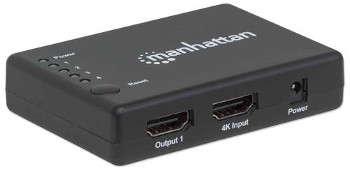 MANHATTAN MH 4K Splitter, HDMI, 4x HDMI-Ports,  Black, AC Power, Retail (207706)