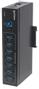 MANHATTAN 7-Port Industrial USB 3.0 Hub, Seven USB 3.0 Type-A Ports, 20 kV ESD Protection, A/C, Bus and Terminal-Block Power Options, DIN Rail, Wall Mountable, Metal Housing, Screw-Lock Security