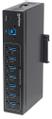 MANHATTAN 7-Port Industrial USB 3.0 Hub, Seven USB 3.0 Type-A Ports, 20 kV ESD Protection, A/C, Bus and Terminal-Block Power Options, DIN Rail, Wall Mountable, Metal Housing, Screw-Lock Security