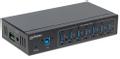 MANHATTAN 7-Port Industrial USB 3.0 Hub, Seven USB 3.0 Type-A Ports, 20 kV ESD Protection,  A/C, Bus and Terminal-Block Power Options, DIN Rail, Wall Mountable,  Metal Housing, Screw-Lock Security (164405)