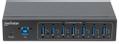 MANHATTAN 7-Port Industrial USB 3.0 Hub, Seven USB 3.0 Type-A Ports, 20 kV ESD Protection,  A/C, Bus and Terminal-Block Power Options, DIN Rail, Wall Mountable,  Metal Housing, Screw-Lock Security (164405)