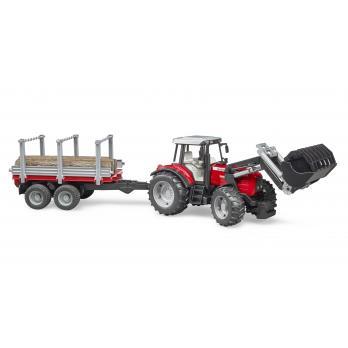BRUDER Massey Ferguson 7480 with frontloader and timber t (02046)