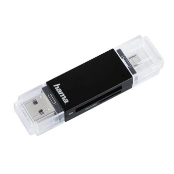 HAMA USB 2.0 OTG Kartenleser Basic SD/ microSD Schwarz (181056)