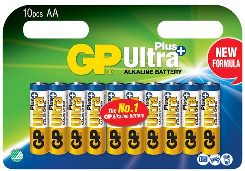 GP Ultra Plus Alkaline AA-batteri,  15AUP/ LR6,  10-pakk (151167)