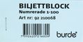 BURDE Biljettblock 1-100 blå