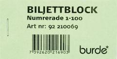 BURDE Biljettblock 1-100 grön