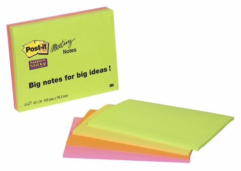 POST-IT Mødenotes 152x101 mm Super Sticky, 4 blk. pr. pk (7100235019)