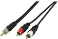 DELTACO Audio cable, 3.5mm male - 2xRCA male, gold-plated connectors, 2m