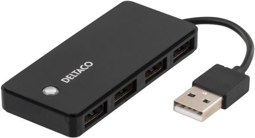 DELTACO USB 2.0 hub, 4xType A hun, sort (UH-480)
