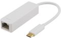 DELTACO Network adapter USB 3.1 Type C male -> RJ-45, white