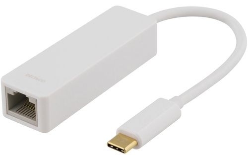 DELTACO Network adapter USB 3.1 Type C male -> RJ-45, white (USBC-GIGA1 $DEL)