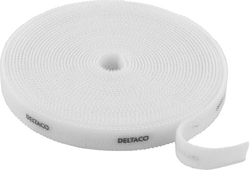 DELTACO Hook and loop fastener cable ties, width 10mm, 5m, white (CM05W)