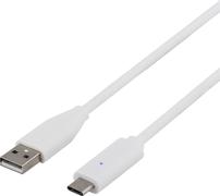 DELTACO USB-C to USB-A cable, 2m, 3A, USB 2.0, white