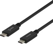 Deltaco USB-kabel - USB-C (hann) til USB-C (hann) - USB 3.1 Gen 2 - 5 A - 1 m - USB Power Delivery (5 A, 100 W) - svart