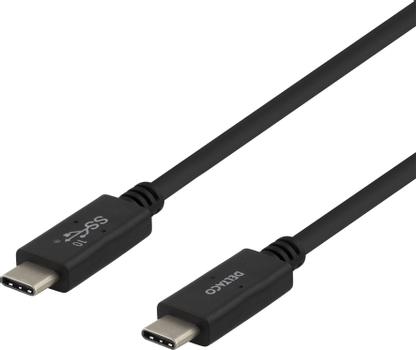 Deltaco USB-kabel - USB-C (hann) til USB-C (hann) - USB 3.1 Gen 2 - 5 A - 1 m - USB Power Delivery (5 A, 100 W) - svart (USBC-1402M)