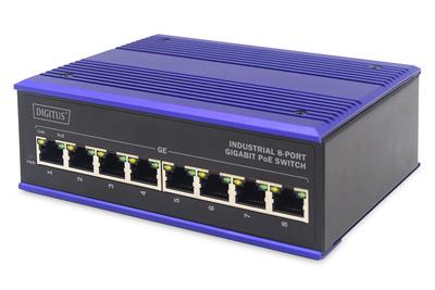 DIGITUS Industrial 8-Port Gigabit PoE Switch DIN rail extended temp. range IN (DN-651121)